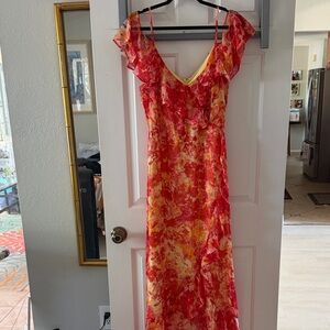 Elegant Red and Yellow Maxi Dress